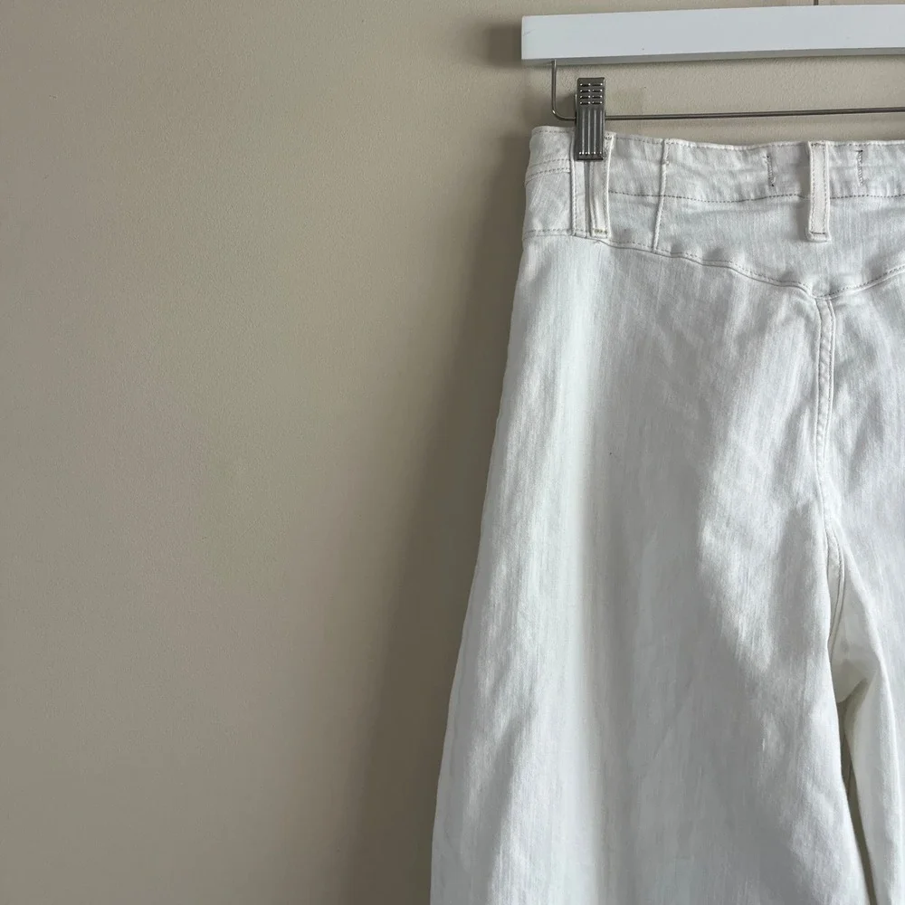 Free People We The Free Libre Wide Leg Jeans White High Rise Denim Size 28